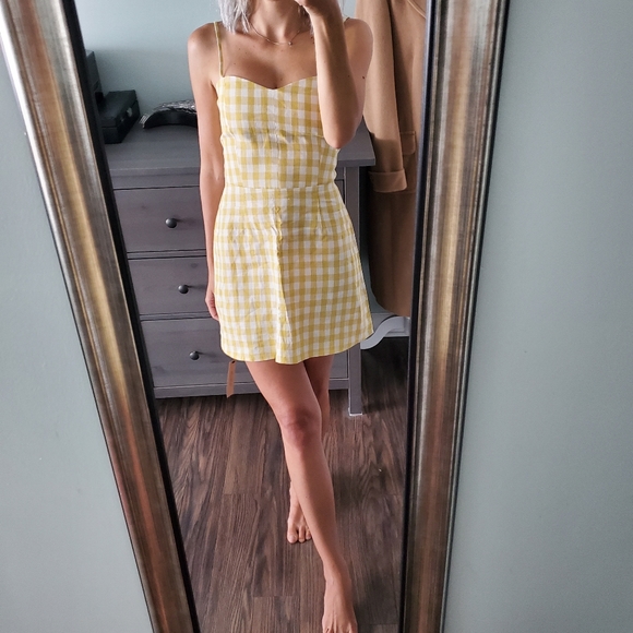 NWT Reformation Audrey Yellow Mini Linen Dress - Picture 2 of 6